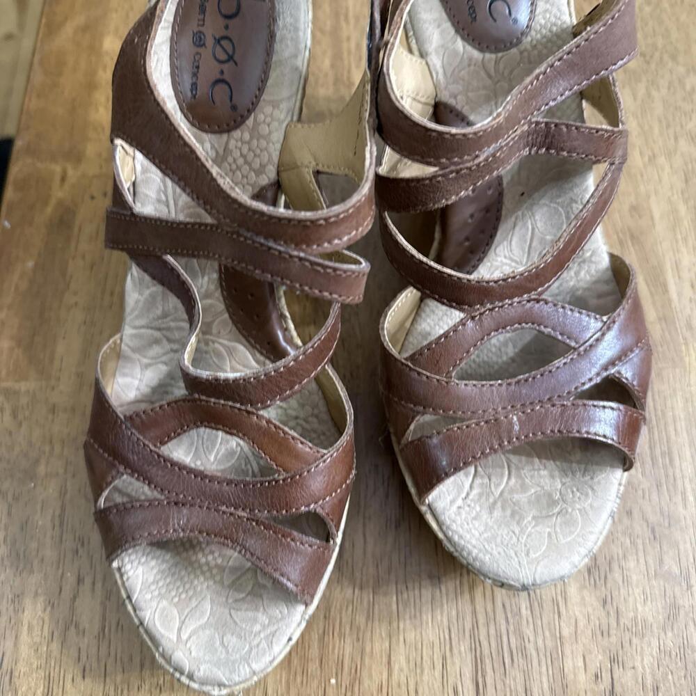 Born Sandals Women Sz 9 Leather Cork Platform Wedge Comfort Strappy Slingback - Picture 2 of 8